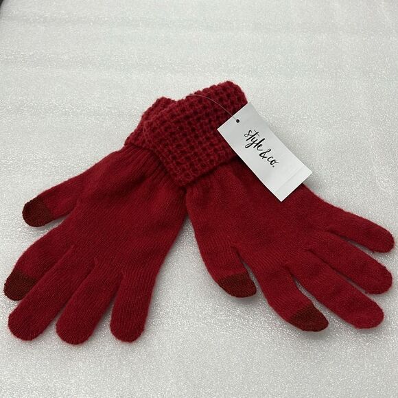Style & Co Women's Waffle-Knit Shimmer Gloves, Created for Macy's - Picture 3 of 10